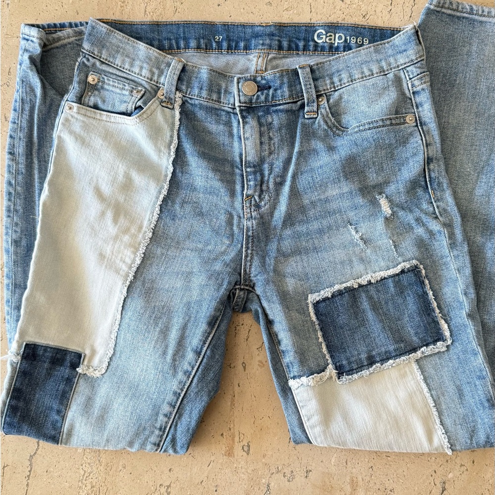 Gap Women’s Blue Patchwork Jeans (27)